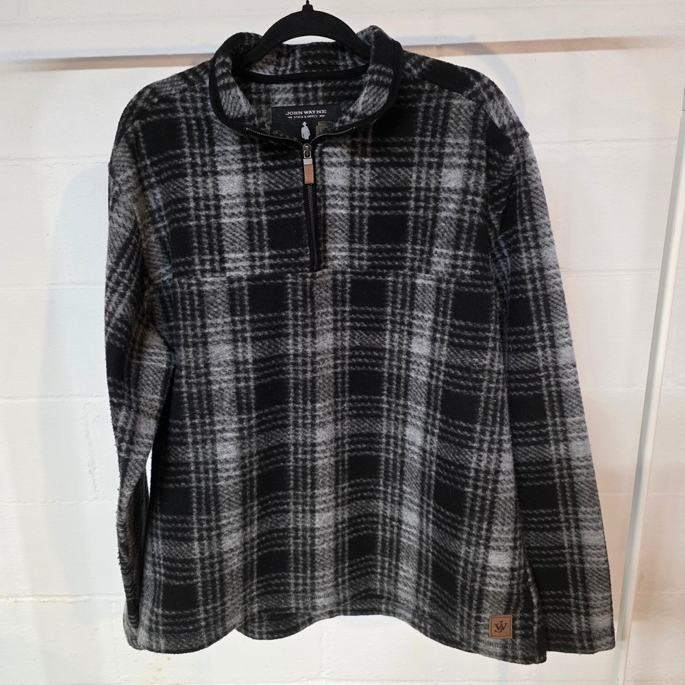 CLEARANCE 💲6️⃣ John Wayne Stock & Supply XL Plaid Fleece Quarter Zip Pullover
